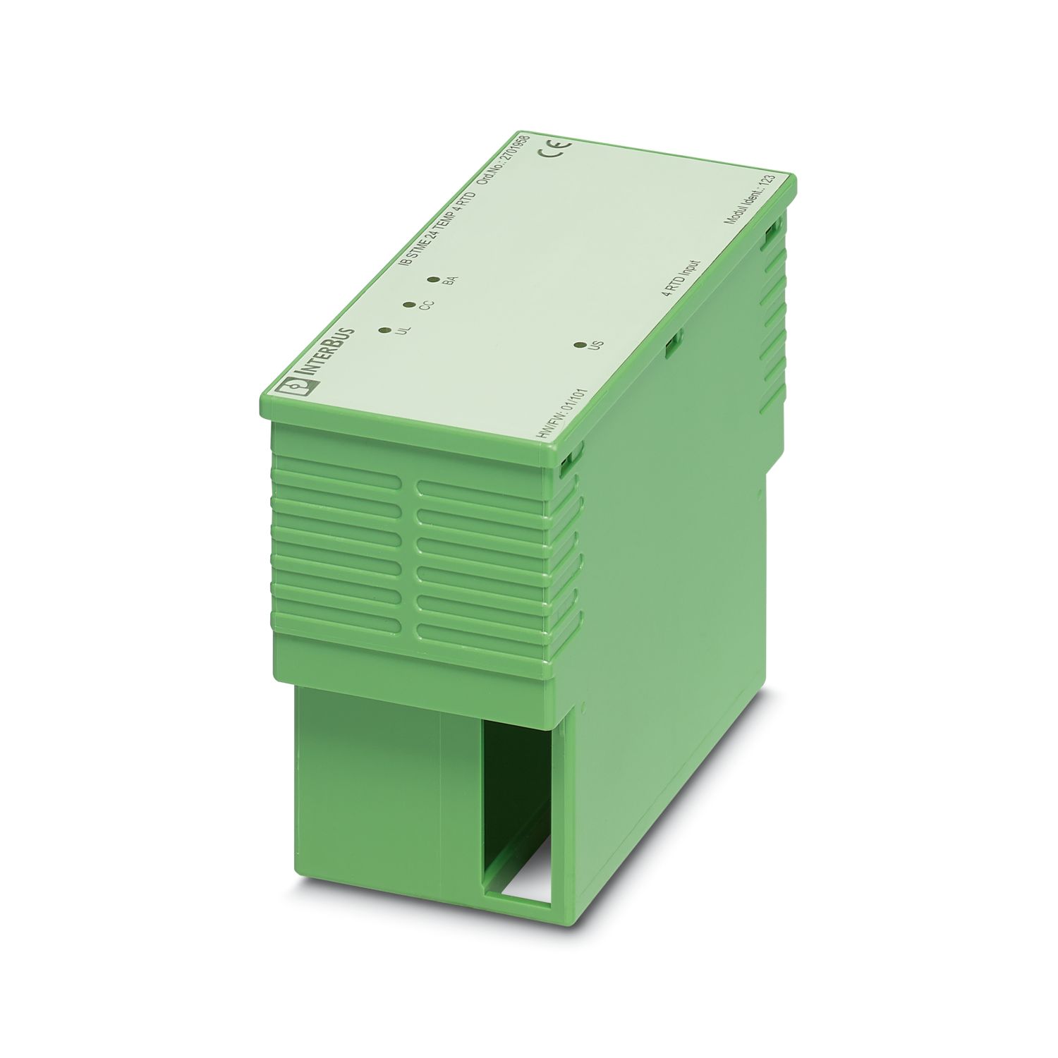 2701958 Phoenix Contact - IB STME 24 TEMP 4 RTD INTERBUS-ST analog input module, 4 inputs, RTD, 2-, 3-, and 4-conductor connection, IP20 degree of protection, consisting of: module electronics only