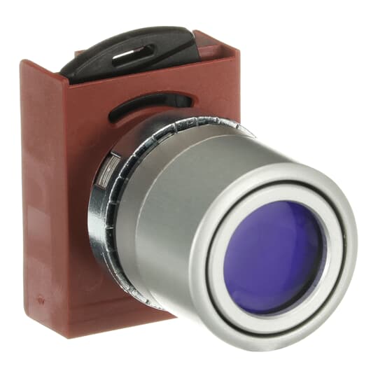 1SFA184526R9104 ABB - P9MPLLGV P9MPLLGV Pushbutton, Modular metal - Pushbutton with holder - Momentary - Flush - Blue - Illuminated - Satin Chrome Metal