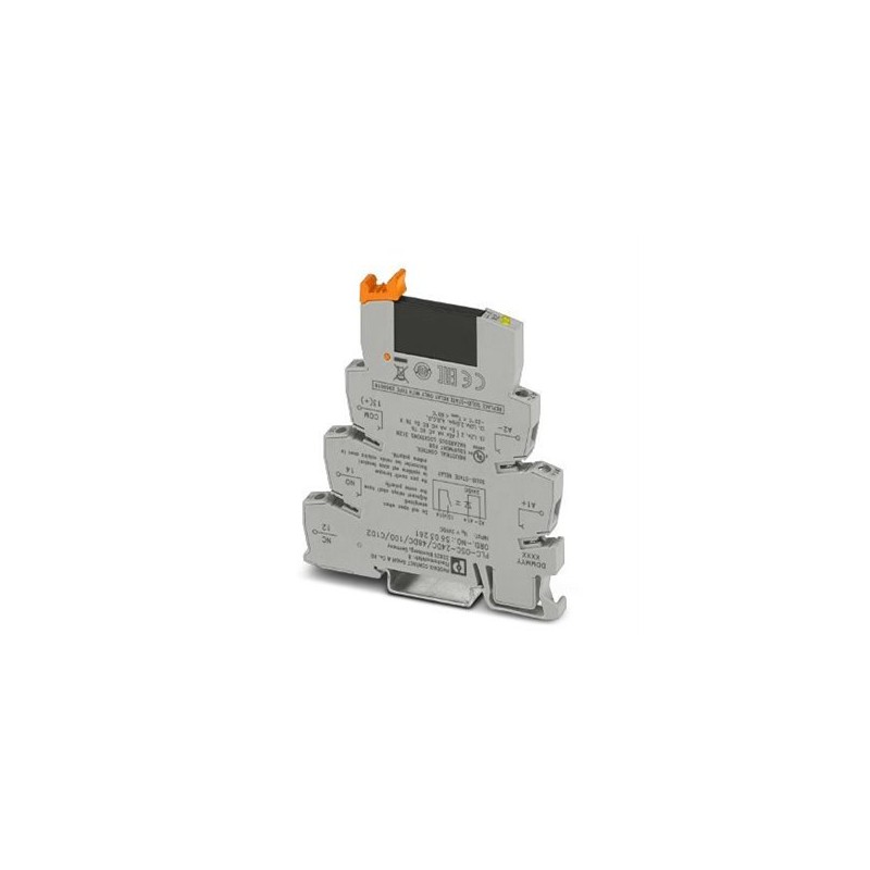 5603261 Phoenix Contact - Optocoupler - PLC-OSC- 24DC/ 48DC/100/C1D2 PLC-INTERFACE, consisting of DIN rail-mountable basic terminal block with screw connection and plug-in miniature solid-state relay, input: 24 V DC, output: 3 - 48 V DC/100 mA, UL/cUL: approved for use in Ex Zone Class I, Div. 2