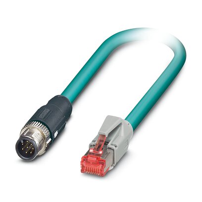 1407414 Phoenix Contact - NBC-MS/ 1,0-94B/R4AC SCO Network cable, Ethernet CAT5 (1 Gbps), 8-position, shielded, Plug straight M12, coding: A SPEEDCON / IP67, on Plug straight RJ45 / IP20, cable length: 1 m