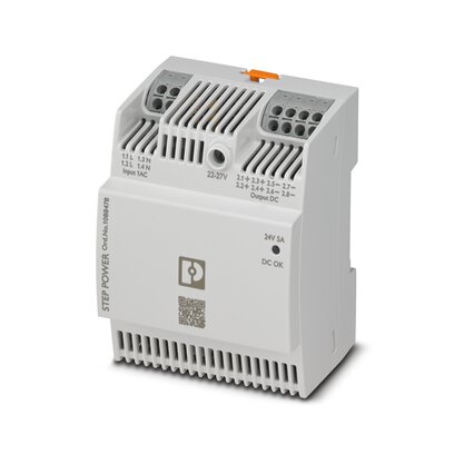 1088478 Phoenix Contact - STEP3-PS/1AC/24DC/5/PT Primary-switched power supply unit, STEP POWER, Push-in connection, DIN rail or direct mounting, input: 1-phase, output: 24 V DC / 5 A