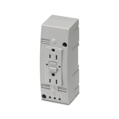 1263628 Phoenix Contact - EO-AB/UT/LED/DUO/V/GFI/15 Double socket, Pin connector pattern type AB 15A, Screw connection, gray, Direct mounting, 125 V AC, 15 A, -20 °C, 60 °C, UL 508