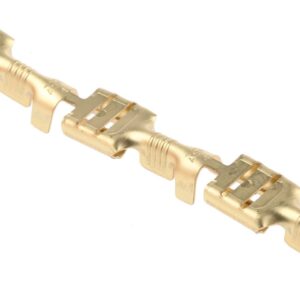 2-160256-1 TE Connectivity Quick Disconnects, Receptacle, 17 – 14 AWG Wire Size, 1 – 2.5 mm² Wire Size, Mating Tab Width 6.35 mm [.25 in], Straight, Brass, FASTON 250; Alias: 250 FASTON,REC.,17-14 AWG,BR