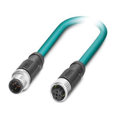 1407403 Phoenix Contact - NBC-M12MSD/10,0-93E/M12FSD Network cable, Ethernet CAT5 (100 Mbps), 4-position, shielded (Advanced Shielding Technology), Plug straight M12, coding: D / IP67, on Socket straight M12, coding: D / IP67, cable length: 10 m