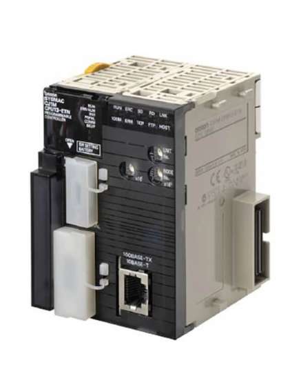 CJ1M-CPU12-ETN Omron CJ1 Series Programmable Logic Controller CPU Unit, built-in Ethernet port, 10K steps program capacity, 320 I/O points & 10 units max: no expansion rack, 32K words, standards: UC1, CE, N, L, stored program, DIN rail mount