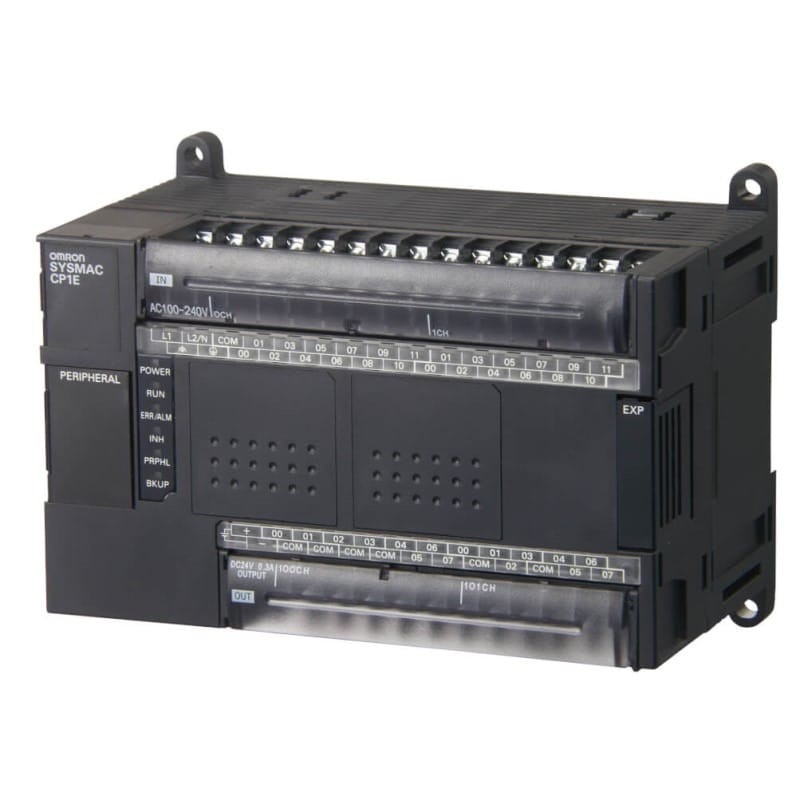 CP1E-E40DR-A Omron Controller PLC, 100-240 VAC supply, 24 x 24 VDC inputs, 16 x relay outputs 2 A, 2K steps program + 2K words data memory