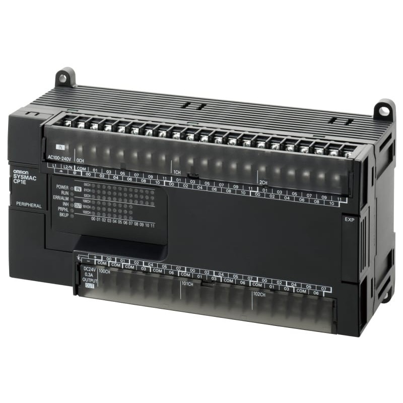 CP1E-E60SDR-A Omron PLC 100-240 VAC supply 36 x 24 VDC inputs 24 x relay outputs 2 A 2K steps program + 2K words data memory