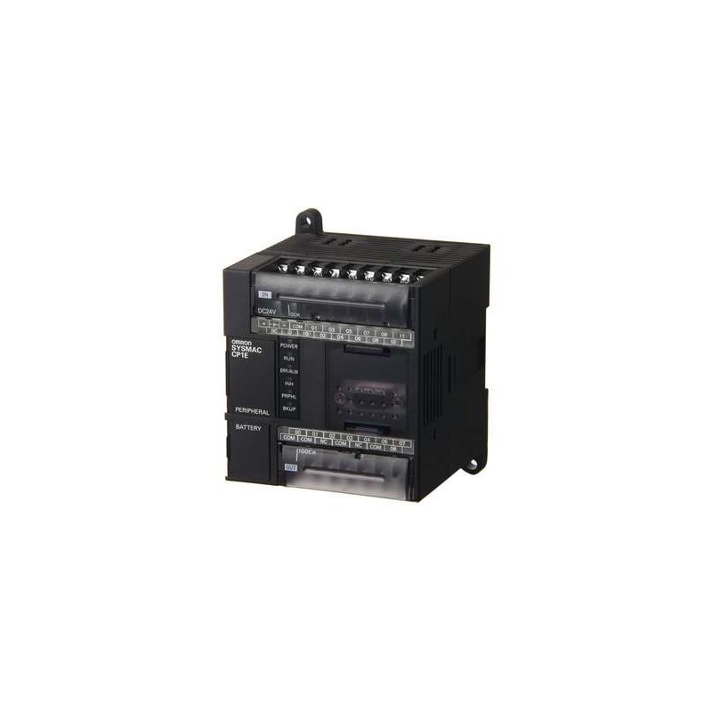CP1E-N14DR-D Omron PLC, 24 VDC supply, 8 x 24 VDC inputs, 6 x relay outputs 2 A, 8K steps program + 8K words data memory, RS-232C port