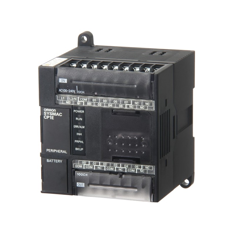CP1E-N14DT-A Omron CP1 Series Micro Programmable Logic Controller CPU Module, application model, normal-type, built-in USB + RS-232C ports, 14 points: 8-inputs/6-NPN (transistor sinking) outputs, 14 I/O max capacity, 120-240 VAC