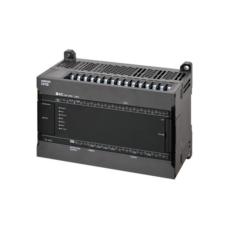 CP2E-E40DR-A Omron CP2E series compact PLC - Essential Type; 24 DI, 16 DO; Relay output; Power supply 220 VAC; 4 kStep Program memory