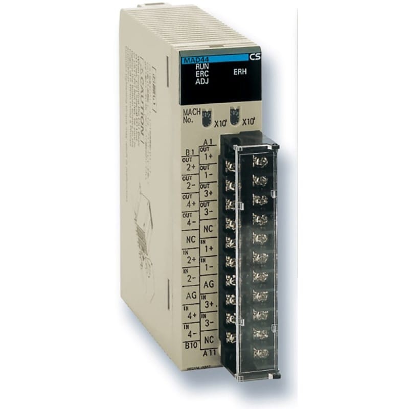 CS1W-MAD44 Omron Analog I/O Module, 4-input points @ 1/4000 resolution/8-output points 1/4000 resolution, 1.0 ms/pt max, 21-point detachable terminal block (M3) connection, 200mA max