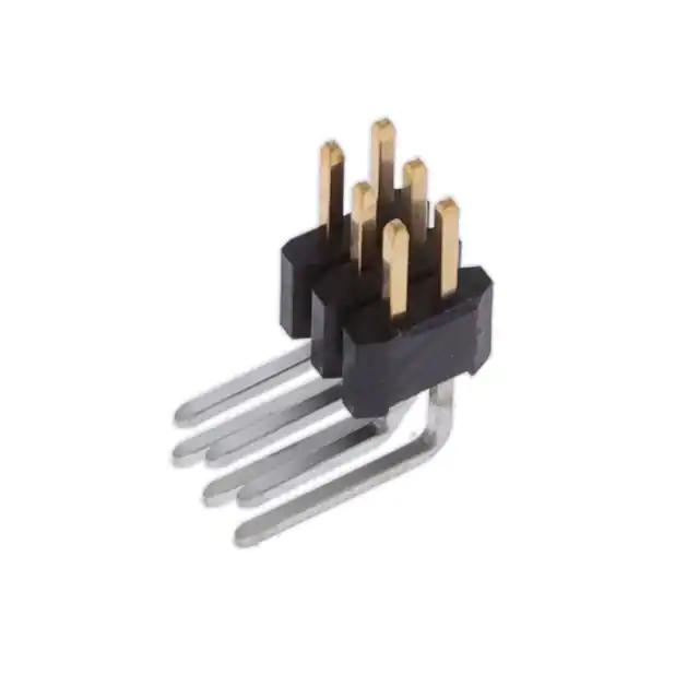 20021112-00006T4LF Amphenol Board to Board connector, Unshrouded Right Angled Header, Through Hole, Double Row, 6 Positions, 1.27 mm (.050in) Pitch.