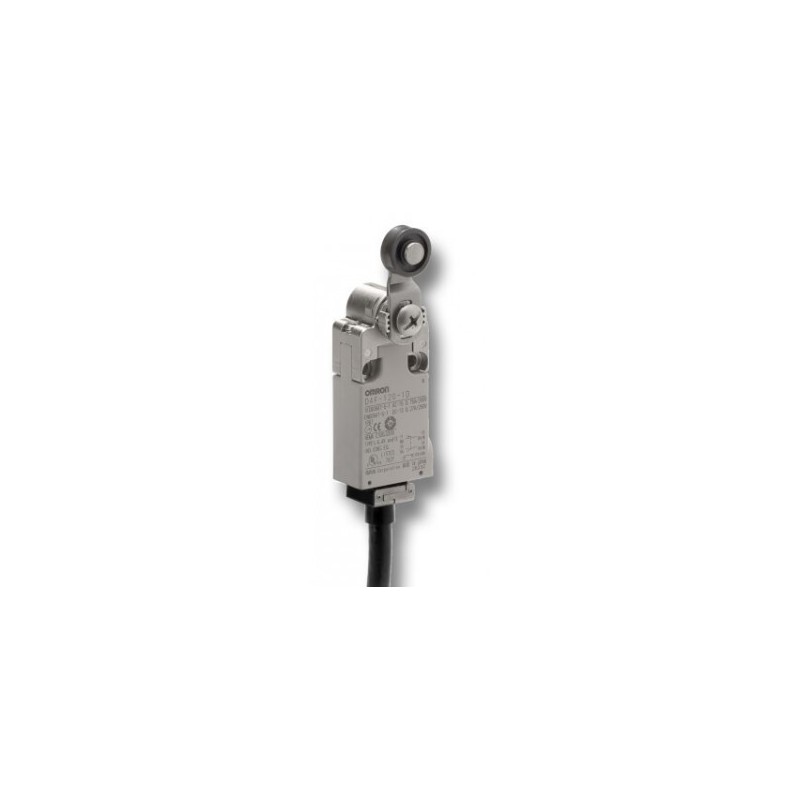 D4F-102-3D Omron Small Safety Limit Switch, 1NC/1NO slow-action, roller plunger, 3 m cable, vertical cable exit