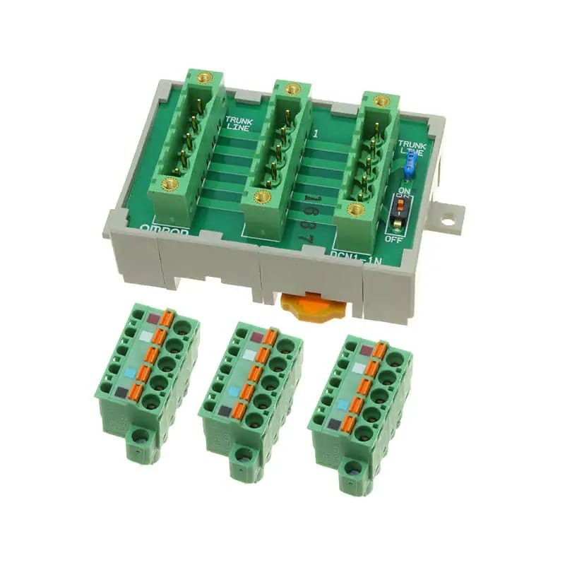 DCN1-1NC Omron Peripheral T-Branch Tap Box, T-Branch Tap Box with (3) Parallel Connector/Attachment Screw and Terminating Resistor for DeviceNet Communication Peripheral