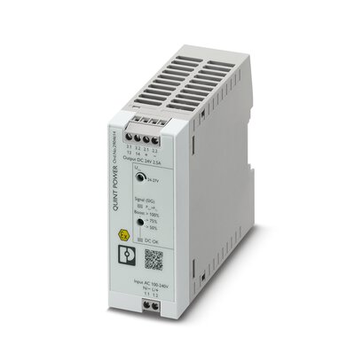 2904614 Phoenix Contact - QUINT4-SYS-PS/1AC/24DC/2.5/SC Primary-switched power supply, QUINT POWER, screw connection, DIN rail mounting, supply of devices possible via the TBUS DIN rail connector, protective coating, input: single-phase, output: 24 V DC/2.5 A