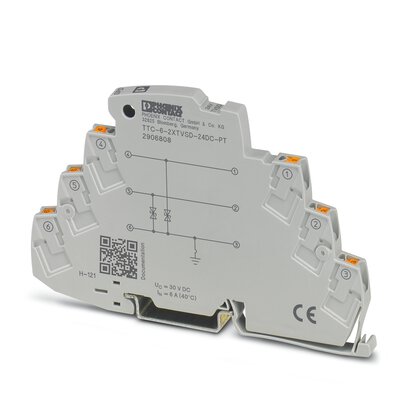 2906808 Phoenix Contact - TTC-6-2XTVSD-24DC-PT Fine surge protection for two signal wires with common reference potential.
