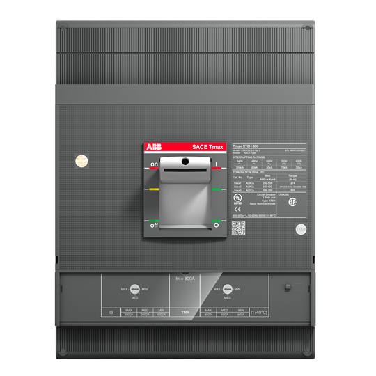 1SDA102846R1 ABB - XT6S 800 TMA In=800A 3p F F UL CIRCUIT BREAKER TMAX T6S 800 UL/CSA FIXED THREE-POLE WITH FRONT TERMINALS AND THERMOMAGNETIC RELEASE TMA R 800 I3=4000...8000 A A FULLY RATED NEUTRAL