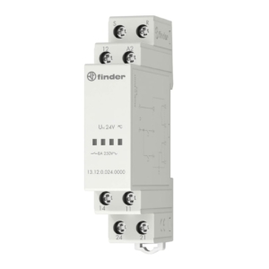 13.12.0.012.0000 Finder 13 Series - Standard Electronic Pulse Relay, 12 V, 2 contacts, 8 A, Modular Bistable, 35 mm bar mounting (EN 60715), 17.5 mm width, AC (50/60 Hz)/DC