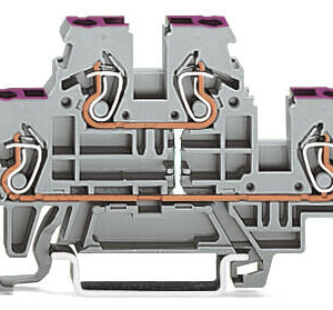 870-508 Wago Double-deck clamp Through clamp for 4 conductors L internal bridge connection conductor input with purple signal for DIN 35 x 15 and 35 x 75 25 mm² CAGE CLAMP 250 mm² gray