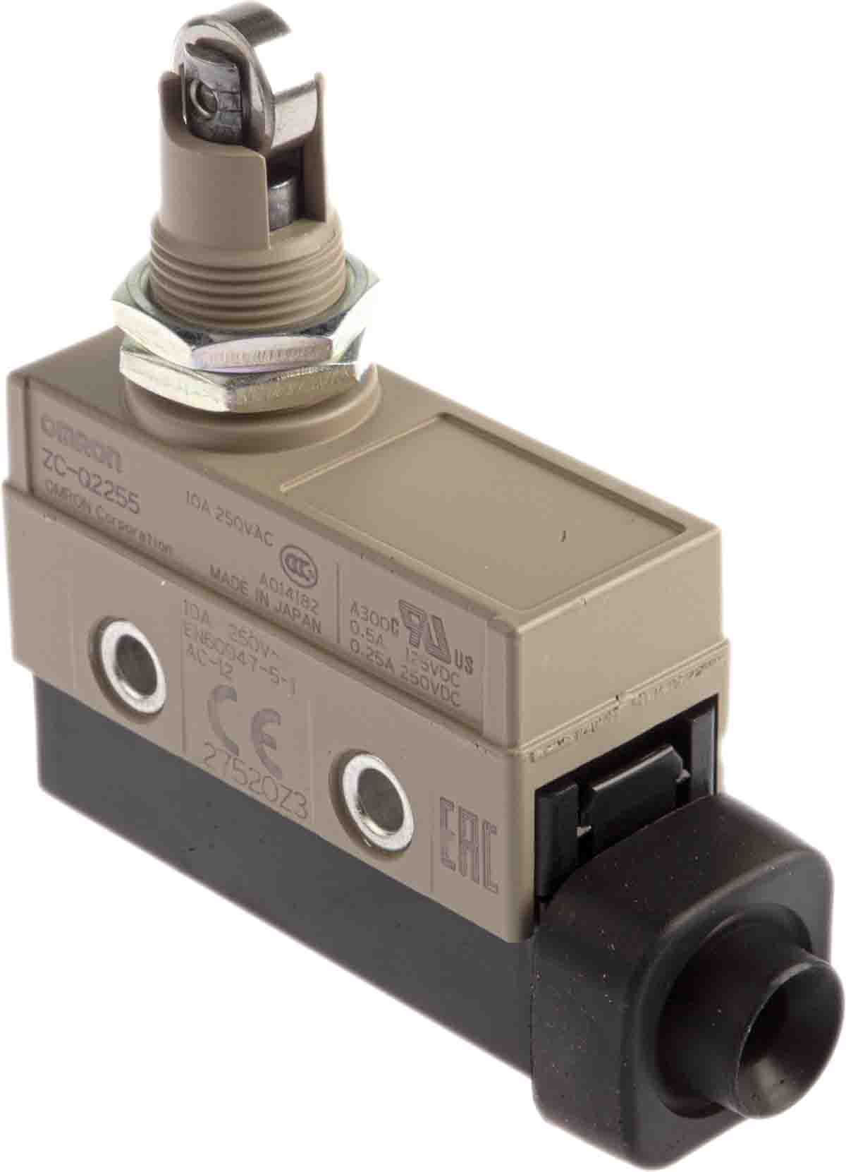 ZC-Q2255 Omron Enclosed Limit switches, General load, IP67, SPDT, Panel mount roller plunger, Panel mounting/Side-mounting
