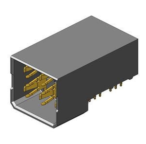 10061289-001LF Amphenol AirMax Power Connectors, Backplane Connectors, 2-Pair, 3 Column, Right Angle Header, Press-Fit