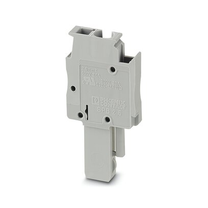 3043103 Phoenix Contact - SPB 2,5/ 1-L Plug, nom. voltage: 500 V, nominal current: 24 A, number of positions: 1, connection method: Spring-cage connection, Rated cross section: 2.5 mm2, cross section: 0.08 mm2- 4 mm2, color: gray