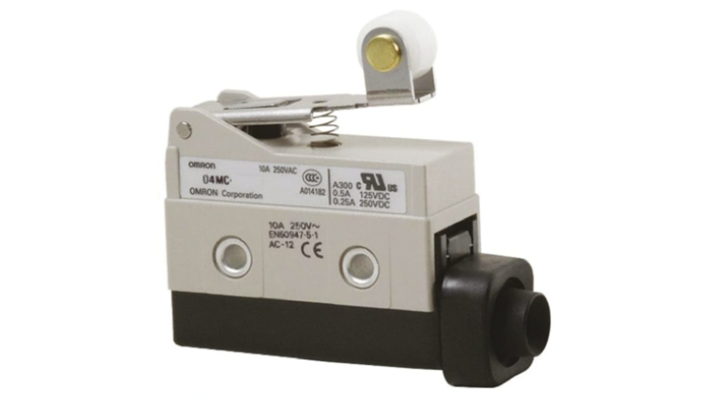 D4MC-3030 Omron Enclosed Limit switches, General load, IP67, SPDT, Unidirectional short hinge roller lever, Side-mounting