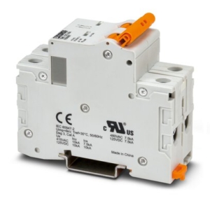 1019933 Phoenix Contact - TMC 72B 04A Thermomagnetic device circuit breaker, number of positions: 2, connection method: Screw, cross section: 1 mm2- 35 mm2, AWG: 18 - 2, mounting type: DIN rail: 35 mm, Color: gray
