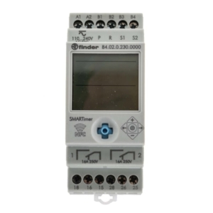 84.02.0.230.0000 Finder Timer Relay Finder, interval 0.1 s 9999h, 2 poles, DPDT, DIN Rail