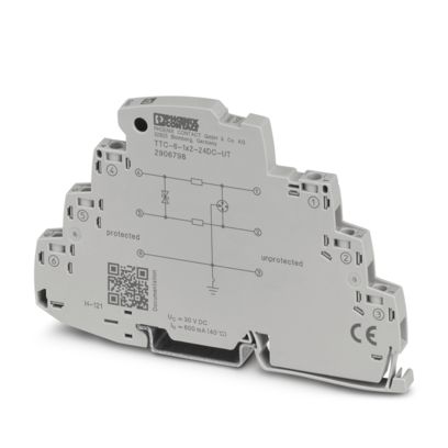2906798 Phoenix Contact - TTC-6-1X2-24DC-UT Surge protection for a 2-wire floating signal circuit, e.g., 0(4) mA ... 20 mA current loop, HART-compatible. Can be used in safety-related circuits up to SIL 3.