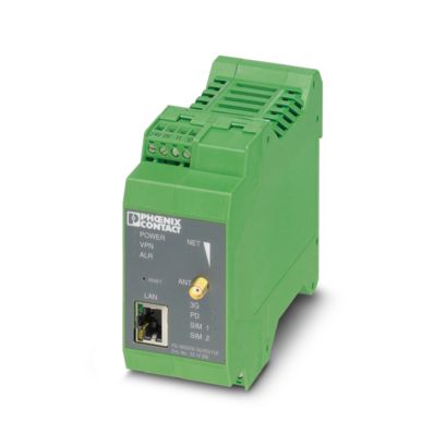 2314008 Phoenix Contact - PSI-MODEM-3G/ROUTER Industrial UMTS/GSM router (850, 900, 1800, 1900, 2100 MHz) with Ethernet interface. Firewall, NAT and IPsec VPN support. SMA-F female antenna connector. Sending via SMS. 6 digital inputs, 4 digital outputs. Configuration via web-based management.