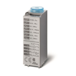 85.04.0.012.0000 Finder Timer Relay Finder, range 0.05 100s, 0.5 100h, 0.5 100min, 4 poles, 4PDT, Plug-in