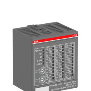 1SAP221000R0001 ABB - CI512-ETHCAT Interface module. EtherCAT slave. 8 DI: 24VDC. 8 DO: 24VDC 0.5A. 8 configurable DI/DO: 24VDC 0.5A. Cam switch functionality (CI512-ETHCAT)