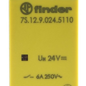 7S.12.9.024.5110 Finder Relay guided contacts Finder 7S, 24V dc, 2-pole, SPDT, 6A, DIN rail