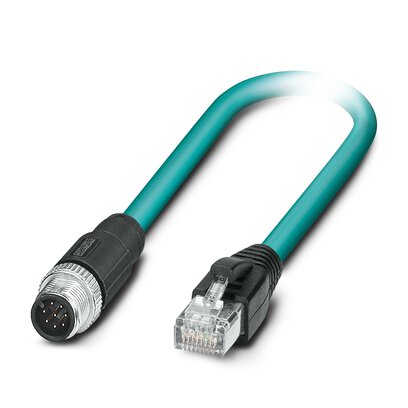 1192091 Phoenix Contact - NBC-M12MS/20,0-94L/R4AC Network cable, Ethernet CAT5e (1 Gbps), 8-position, Plug straight M12, coding: A / IP65, on Plug straight RJ45 / IP20, cable length: 20 m