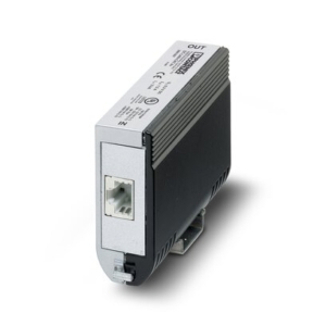 2881007 Phoenix Contact - DT-LAN-CAT.6+ Surge protection in accordance with Class EA (CAT6A), for Gigabit Ethernet (up to 10 Gbps), token ring, FDDI/CDDI, ISDN, and DS1. Suitable for Power over Ethernet (PoE++ / 4PPoE) “Mode A” and “Mode B”. RJ45 attachment plug with separate grounding cable and ground connection snap-on foot for NS 35 DIN rails.