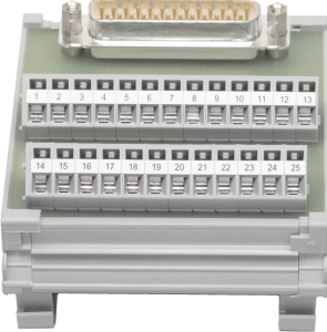 289-547 Wago Interface module with solder pins 25-pin male connector Counter plug with solder connection Vertical mounting Double row PCB terminals in mounting bracket 250 mm²