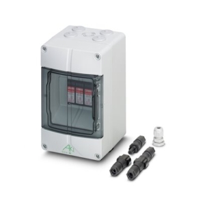 2880040 Phoenix Contact - PV-SET DC Surge protection in the IP65 housing for photovoltaic systems, pluggable varistors with thermal disconnect facility between L+, L- and Ground/PE, connection via multiple contact plug / socket.