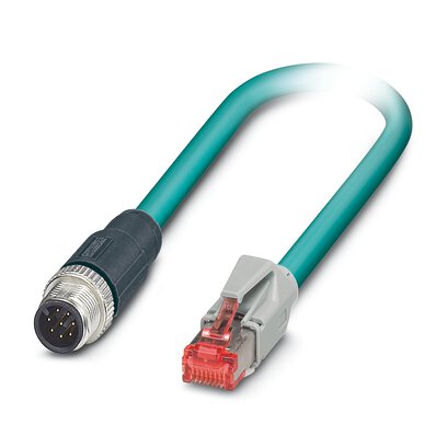 1403492 Phoenix Contact - VS-M12MS-IP20-94B-LI/3,0 Network cable, Ethernet CAT5 (1 Gbps), 8-position, Plug straight M12, coding: A / IP67, on Plug straight RJ45 / IP20, cable length: 3 m