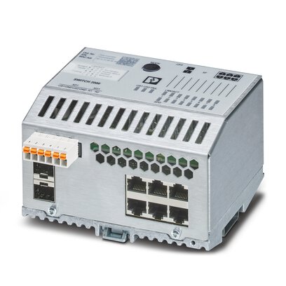 1043414 Phoenix Contact - FL SWITCH 2406-2SFX Managed Switch 2000, 6 RJ45 ports 10/100 Mbps, 2 SFP ports 100 Mbps, PROFINET Conformance-Class B, Extended temperature range