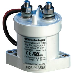 2-1618396-7 TE Connectivity High Voltage Relays, 12 – 900VDC Contact Voltage Rating, 1 Form X, SPST-NO, Flying Leads, Stud Terminals, External Economizer, Kilovac EV200; Alias: EV200GAANA EV200GAANA=RELAY, EV200 SPST-NO