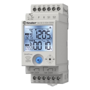 84.02.0.024.0000 Finder Finder DIN Rail Multi Function Timer Relay, 12 24V acdc, DPDT, 0.1 s 9999h