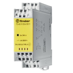 7S.43.9.024.0211 Finder Blockless relay with guided contacts Finder, 3P, 24V dc coil, DIN rail