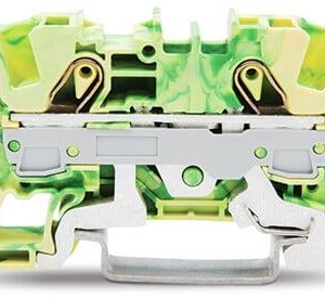 2006-1207 Wago Earth terminal for 2 conductors 6 mm² suitable for Ex e II applications center and side marking for DIN rail 35 x 15 and 35 x 75 Pushin CAGE CLAMP 600 mm² green yellow