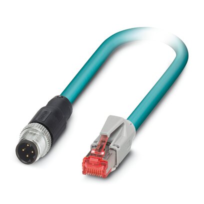 1408733 Phoenix Contact - NBC-M12MSD/ 0,5-93E/R4AC US Network cable, Ethernet CAT5 (100 Mbps), 4-position halogen-free, shielded, Plug straight M12 / IP67, coding: D, on Plug straight RJ45 / IP20, cable length: 0.5 m