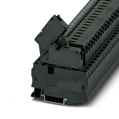 3038765 Phoenix Contact - ST 4-HESILED 24 (6,3X32) Fuse modular terminal block, fuse type: Glass / ceramics / ..., fuse type: G / 6,3 x 32, nom. voltage: 24 V, nominal current: 10 A, connection method: Spring-cage connection, 1 level, Rated cross section: 1.5 mm2, cross section: 0.08 mm2- 6 mm2, mounting type: NS 35/7,5, NS 35/15, color: black
