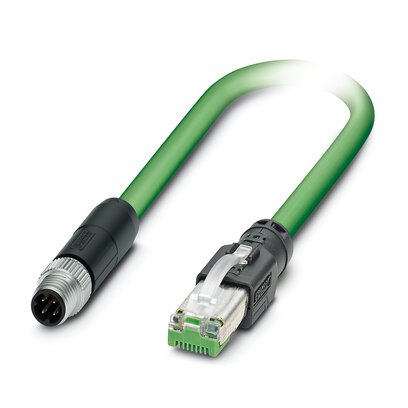 1423714 Phoenix Contact - NBC-M8MSD/10,0-93C/R4AC Network cable, PROFINET CAT5 (100 Mbps), EtherCAT CAT5 (100 Mbps), 4-position halogen-free, shielded (Advanced Shielding Technology), Plug straight M8, coding: D / IP67, on Plug straight RJ45 / IP20, cable length: 10 m
