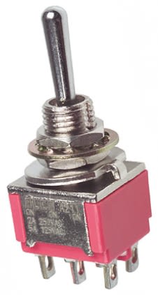 3-1825139-7 TE Connectivity On-On-On DPDT toggle switch with through-hole terminals Alias: A211SYCQ04 A211SYCQ04