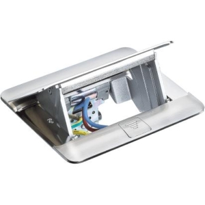 150647NS BTicino POPUP concealed turret 4 modules livinglight, matix. Flush-mounted turret for floating floors with KIT 150640NK or floor-mounted with special flush-mounted box with KIT 150640NL. Steel finish