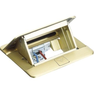 150647NG BTicino POPUP concealed turret 4 modules livinglight, matix. Flush-mounted turret for floating floors with KIT 150640NK or floor-mounted with special flush-mounted box with KIT 150640NL. Brass finish